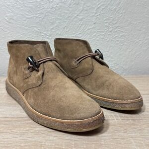 Trask Carissa Chukka Boots Bootie 8 Italian Oiled Suede Horn Toggle Beige Luxury